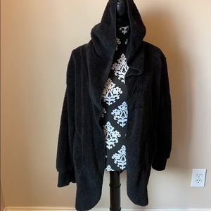 Black fleece hooded jacket